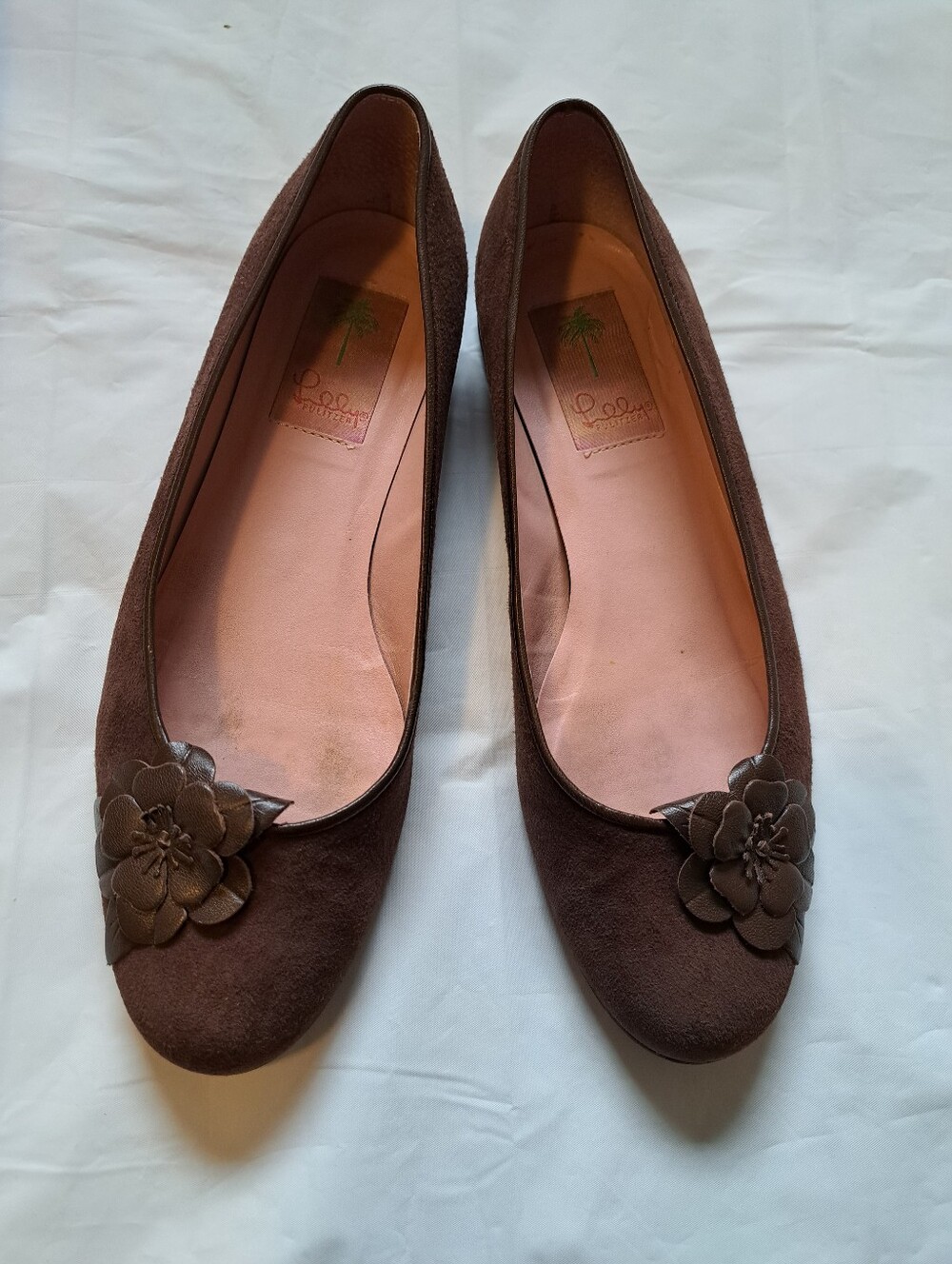 Brown Floral Suede Lilly Pulizer Women's Ballet Flats